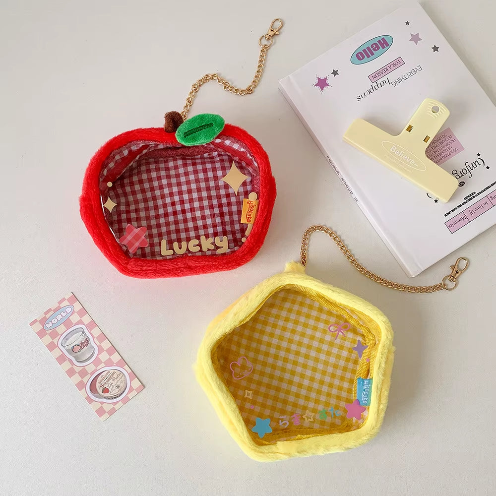 INS Korean Red Apple Bag Pendant Accessories Cute Fashion Transparent PVC Doll Storage Bag Student Backpack Pendant Girls Gifts