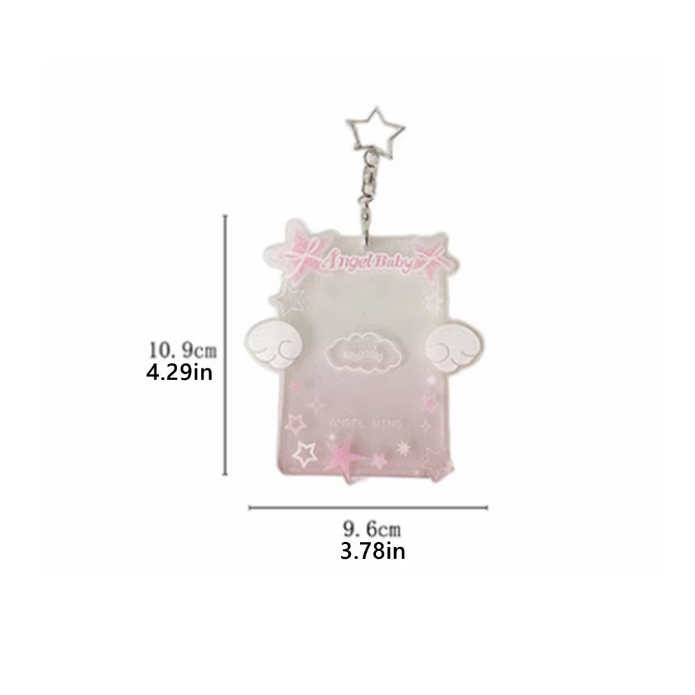 Sweet Girl Angel Star ID Card Holder 3 Inch Photo Badge Reusable Bus Card Case