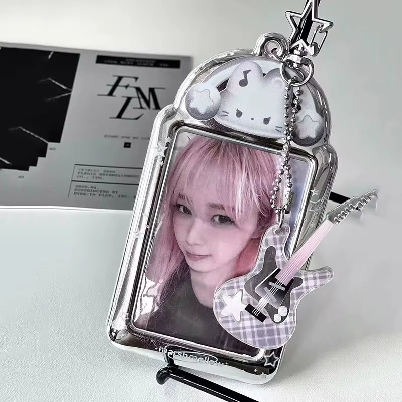 Cute Strawberry Card Holder 3 Inch Sweet Pink Kpop Photocard Holder Idol Photo Card Protective Sleeves Couple Photo Dispaly Case