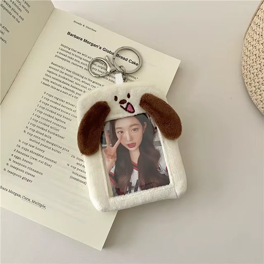 3 Inch Plush Kpop Holder Cute Bear Idol Postcards Storage Card Bag Collect Organizer Schoolbag Pendant