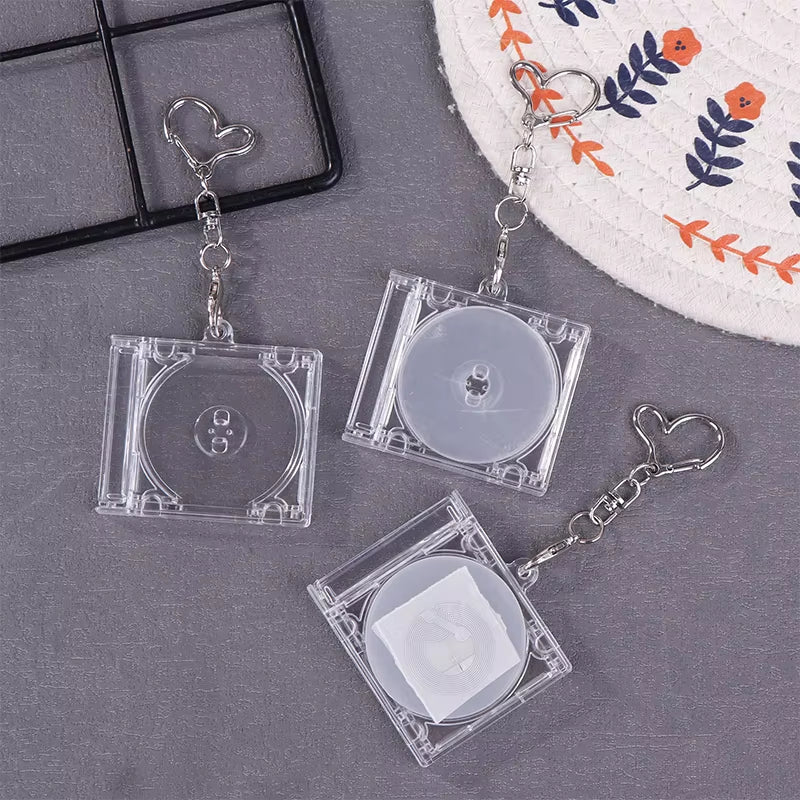 Mini Blank Album CD Case Keychain CD Player Keyring Peripheral Commemorative Album Key Holder for DIY Backpack Pendant