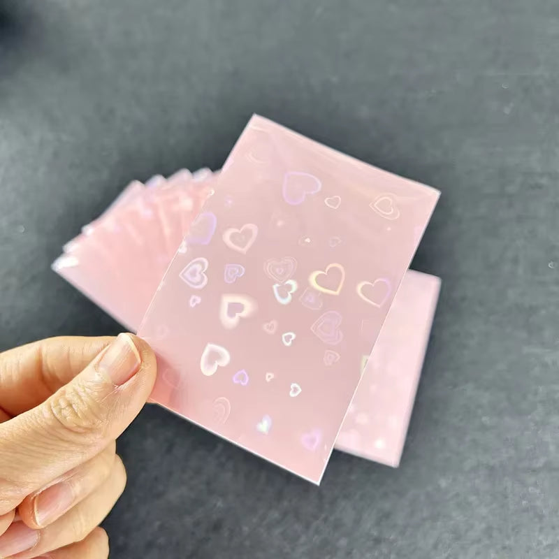 50Pcs Kpop Card Sleeves Card Holder 61*91Mm Heart Bling Photocard Holder Photo Card Films Cards Protector Photo Cards Protective