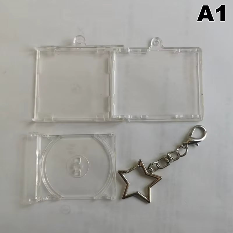 Mini Blank Album CD Case Keychain CD Player Keyring Peripheral Commemorative Album Key Holder for DIY Backpack Pendant