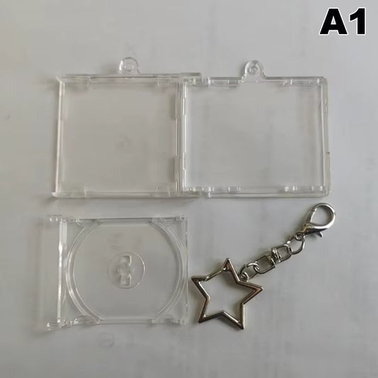 Mini Blank Album CD Case Keychain CD Player Keyring Peripheral Commemorative Album Key Holder for DIY Backpack Pendant
