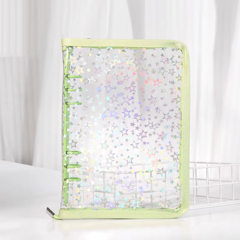 A5 Zipper Binder/Collect Laser Stars | Book Refill Organizer DIY Journal Dairy Transparent Kpop Idol Photo Album Kawaii Stationery