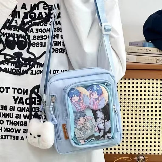 Y2K Mini Itabag Women Korean Casual Crossbody Bags Transparent Pocket Small Shoulder Bag Purses and Phone Ita Bag DIY Bag