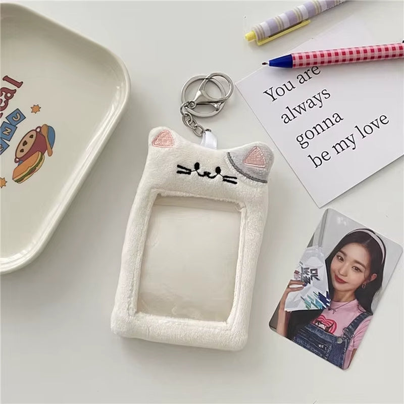 3 Inch Plush Kpop Holder Cute Bear Idol Postcards Storage Card Bag Collect Organizer Schoolbag Pendant