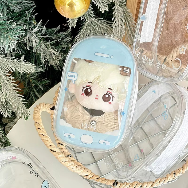 Small Doll Storage Bag Outdoor Doll Bag Waterproof Portable Carrying Case PVC Clear Doll Hanging Display Bag Dust Drying Bag