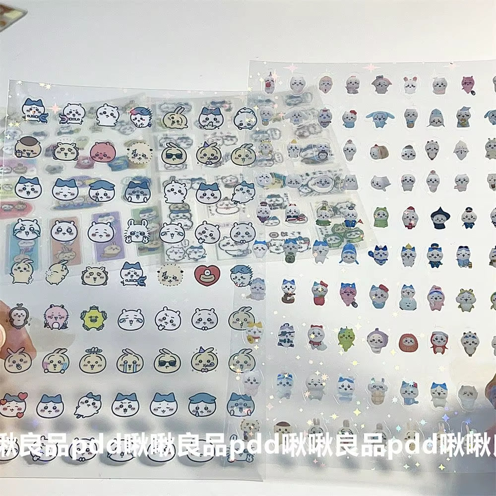 Cute Japanese Giekawa Double Transparent Cut Film Stickers Cartoon Goo Box Hand Account Collage Material Stickers