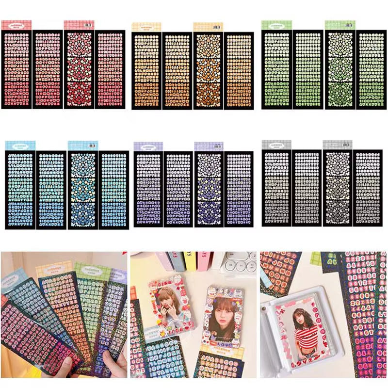 4Sheets/Pack Alphabet Sticker Bling Letter Gift Decorate Photocard Scrapbooking DIY Photo Album Stationery Supplies