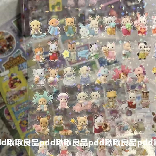 Easter Bunny Reindeer Panda Animal Stickers Gift Children'S DIY Toy Stickers Pack Waterproof