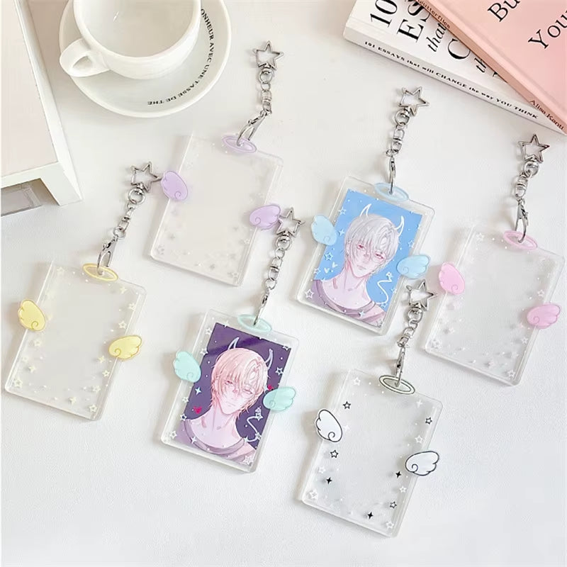 3 Inch Angel Wings Cute Card Holder K-POP Idol Album Postcard Collector Card Organizer Card Holder Photo Card Decoration Pendant