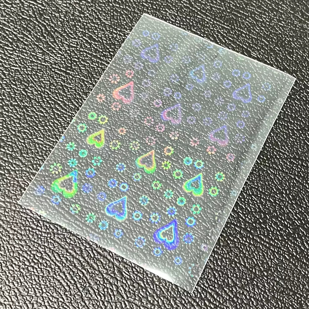 100Pcs Board Game TCG Card Sleeves Sweet Heart Foil Transparent Laser Clear YGO PKM Photo Protector Trading Cards Shield Cover