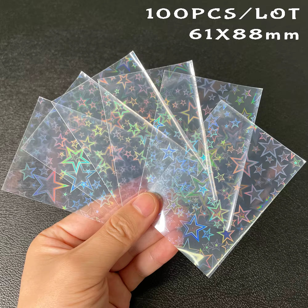 100Pcs Board Game TCG Card Sleeves Sweet Heart Foil Transparent Laser Clear YGO PKM Photo Protector Trading Cards Shield Cover