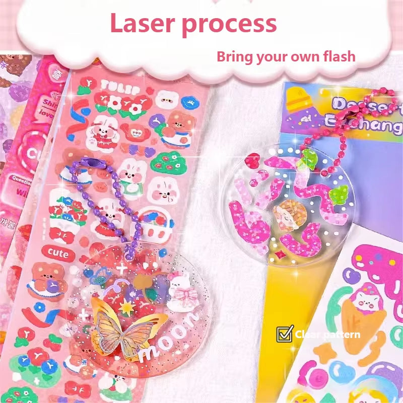 20-120 PCS Cute Stickers Kawaii Cartoon Laser Sticker DIY Decorative Stationery Supplies