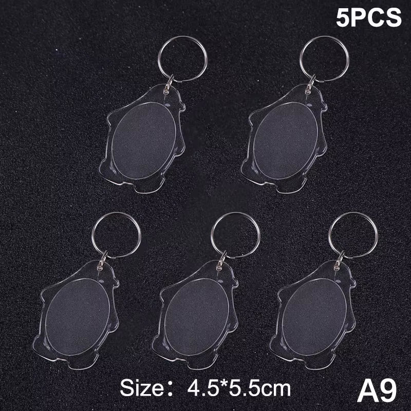 5Pcs Blank Photo Frame Keychain Clear Acrylic Keyring Insert Photo Split Key Pendant DIY Key Holder Couple Anniversary Gifts