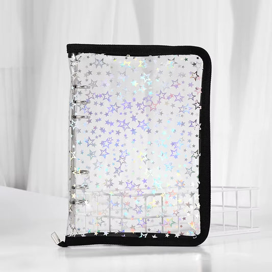 A5 Zipper Binder/Collect Laser Stars | Book Refill Organizer DIY Journal Dairy Transparent Kpop Idol Photo Album Kawaii Stationery