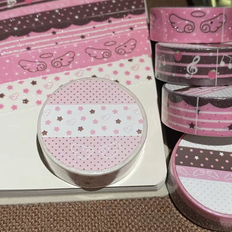 MINKYS New Kawaii Sparkling Love Wing Landscaping Washi Tape Journal DIY Decotative Masking Tapes Stationery