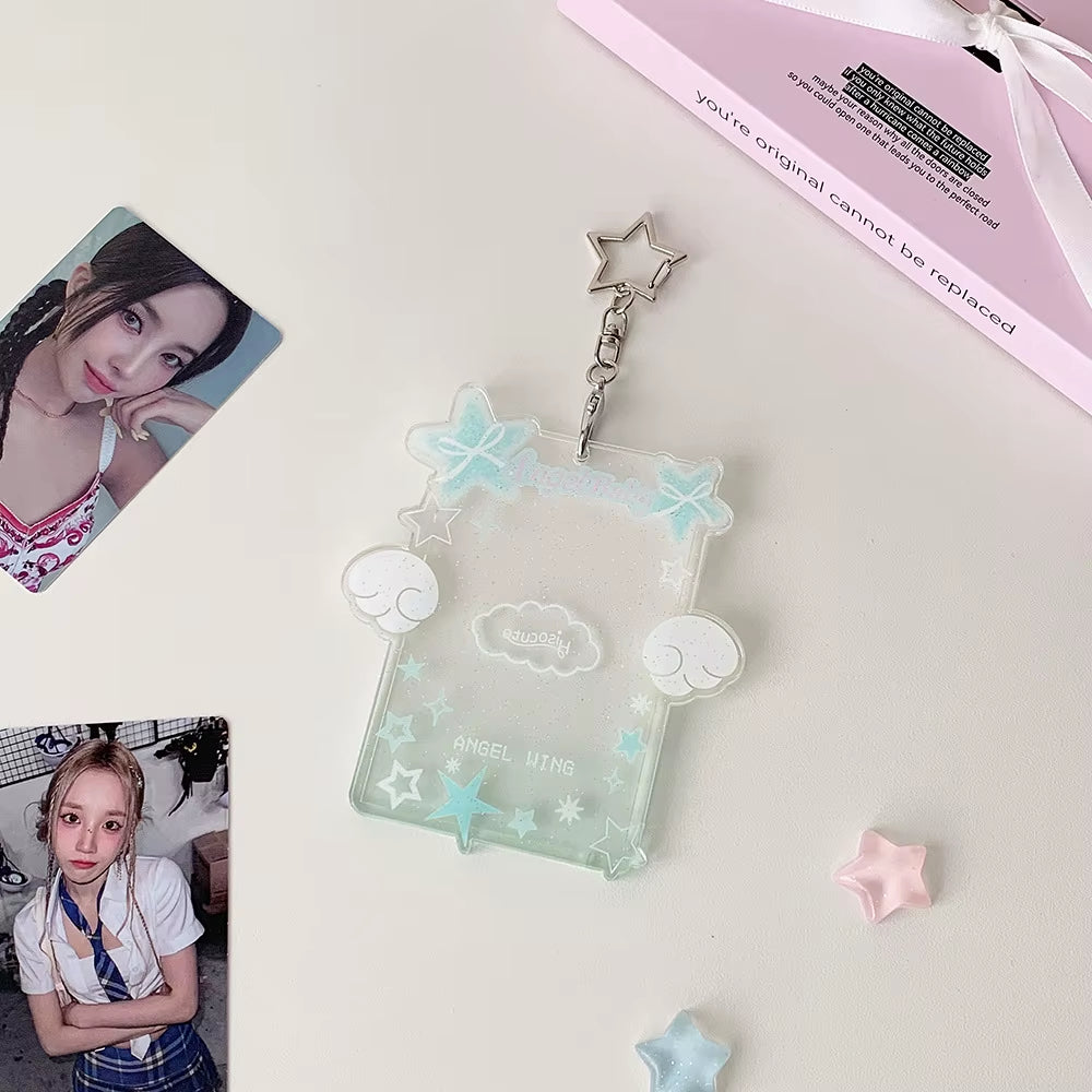 Sweet Girl Angel Star ID Card Holder 3 Inch Photo Badge Reusable Bus Card Case