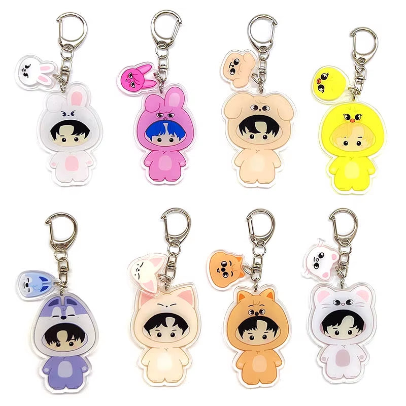 Fanmade, KPOP Idol Inspired! 8Pcs/Set Skzoo Stray Kids Acrylic Keychains Accessories Cute Bag Pendant for Fans Gifts