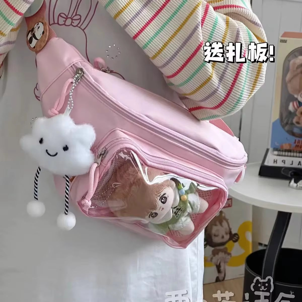 Kawaii Japanese Y2K Chest Bag Women Lolita Cute Crossbody Bag Girls Transparent Itabag Purses and Handbags Waist Ita Bag