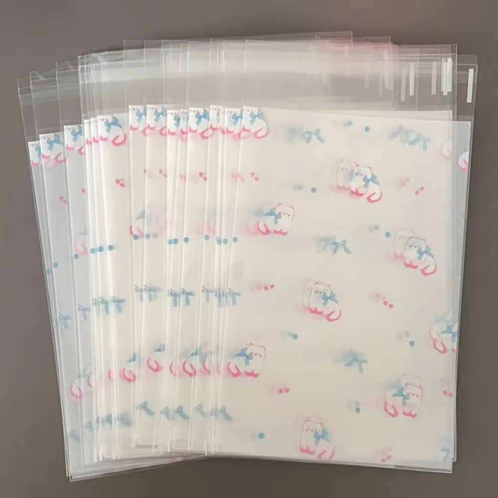 50Pcs Transparent Cute Pattern Self-Adhesive Opp Bag for Kpop Idol Photo Cards Protective Storage Bag Photocard Card Sleeves