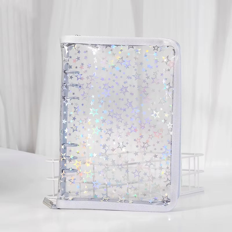 A5 Zipper Binder/Collect Laser Stars | Book Refill Organizer DIY Journal Dairy Transparent Kpop Idol Photo Album Kawaii Stationery