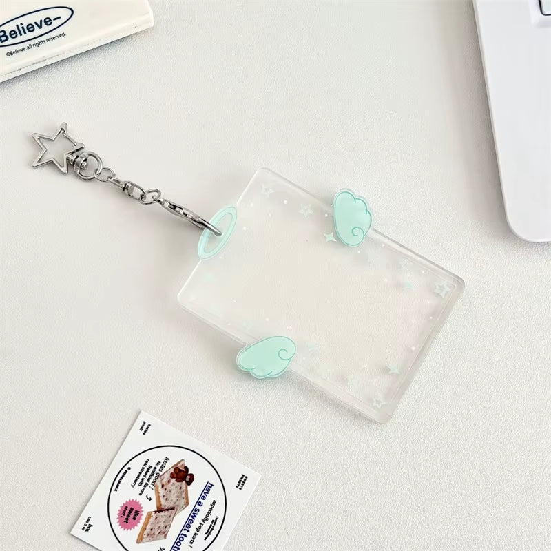 3 Inch Angel Wings Cute Card Holder K-POP Idol Album Postcard Collector Card Organizer Card Holder Photo Card Decoration Pendant