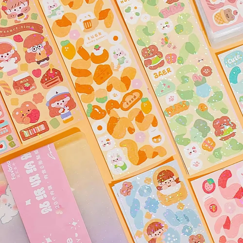 20-120 PCS Cute Stickers Kawaii Cartoon Laser Sticker DIY Decorative Stationery Supplies