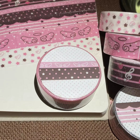 MINKYS New Kawaii Sparkling Love Wing Landscaping Washi Tape Journal DIY Decotative Masking Tapes Stationery