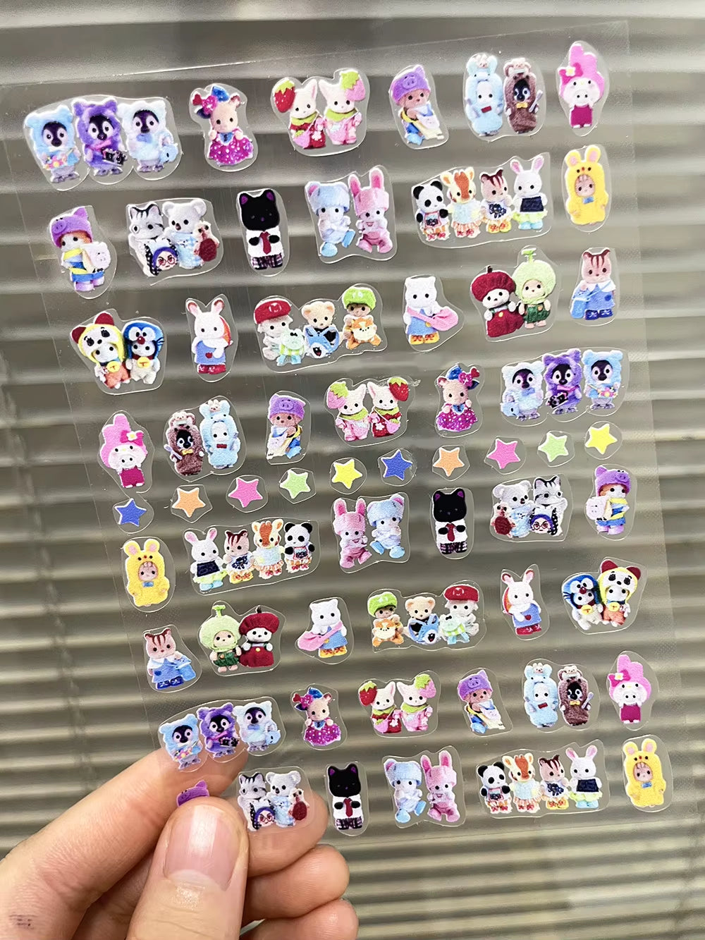 Kawaii Senbel Family Anime Nail Supplies Decals Transparent Waterproof Stationery Sticker Toys for Children Nail Deco Stickers