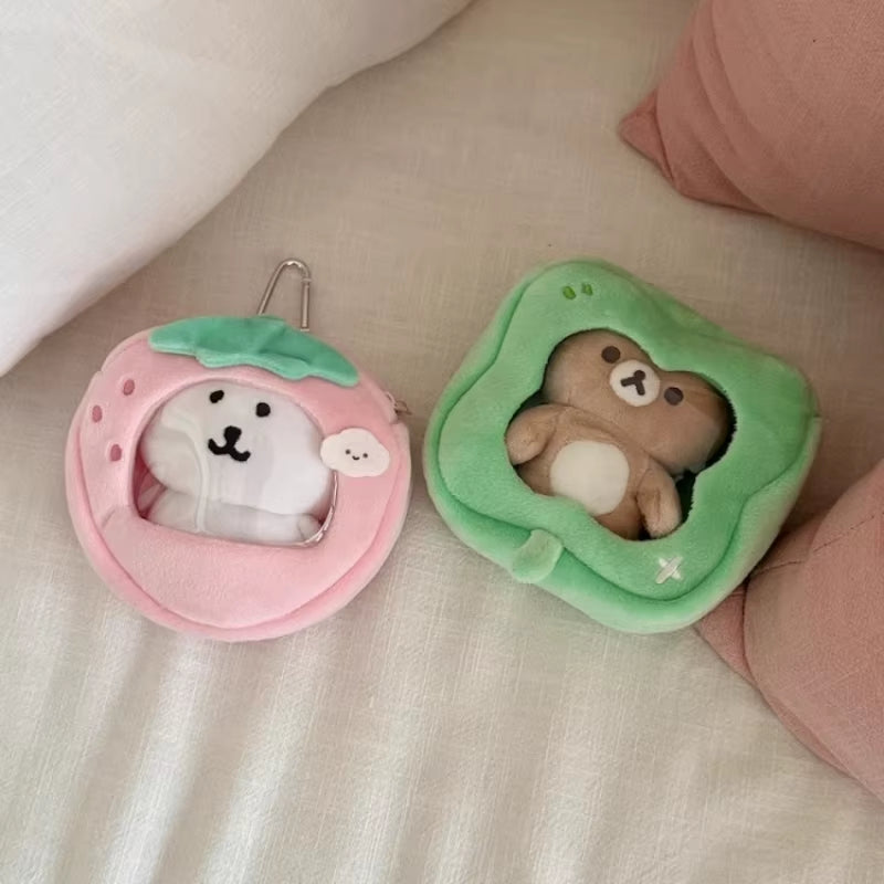 Kawaii 12Cm Plush Storage Bag Japan Style Cute Display Protective Case for Girls Creative Gift Cotton Doll Waterproof Bags 2025