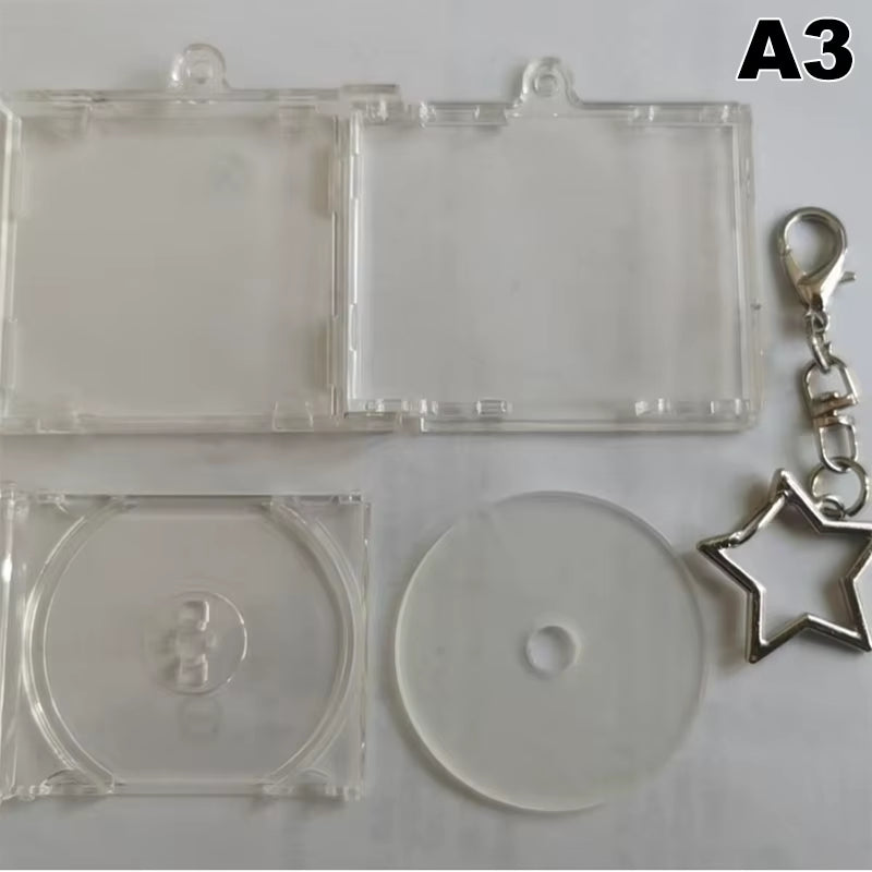 Mini Blank Album CD Case Keychain CD Player Keyring Peripheral Commemorative Album Key Holder for DIY Backpack Pendant