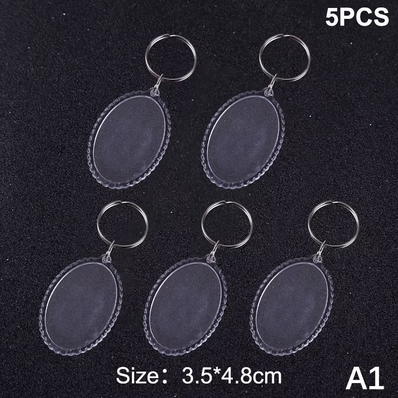 5Pcs Blank Photo Frame Keychain Clear Acrylic Keyring Insert Photo Split Key Pendant DIY Key Holder Couple Anniversary Gifts