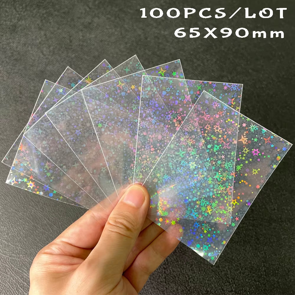 100Pcs Board Game TCG Card Sleeves Sweet Heart Foil Transparent Laser Clear YGO PKM Photo Protector Trading Cards Shield Cover
