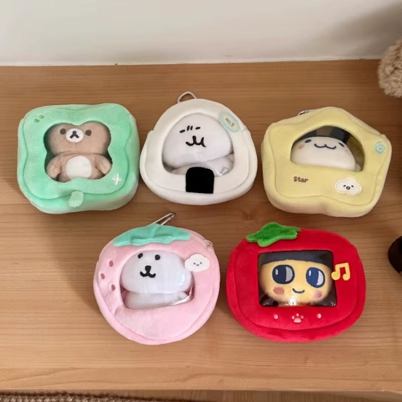 Kawaii 12Cm Plush Storage Bag Japan Style Cute Display Protective Case for Girls Creative Gift Cotton Doll Waterproof Bags 2025