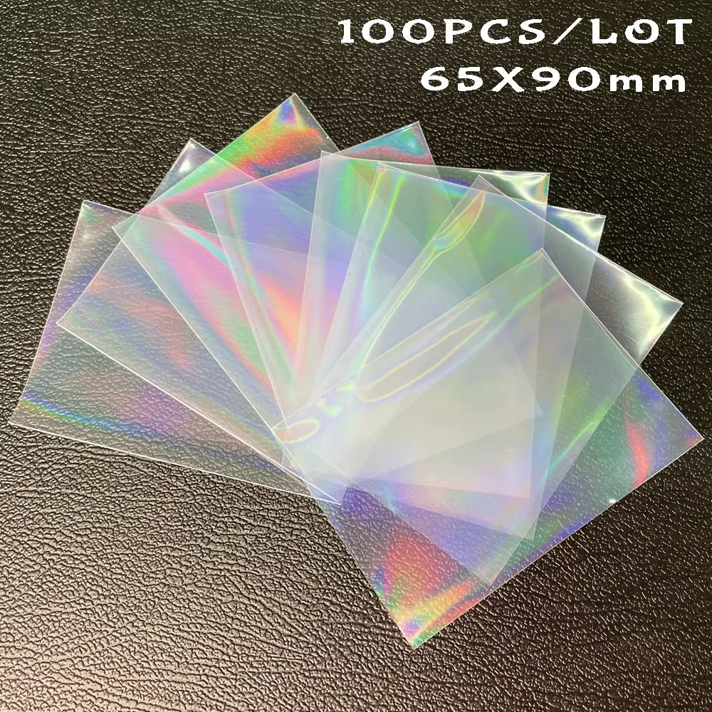 100Pcs Board Game TCG Card Sleeves Sweet Heart Foil Transparent Laser Clear YGO PKM Photo Protector Trading Cards Shield Cover