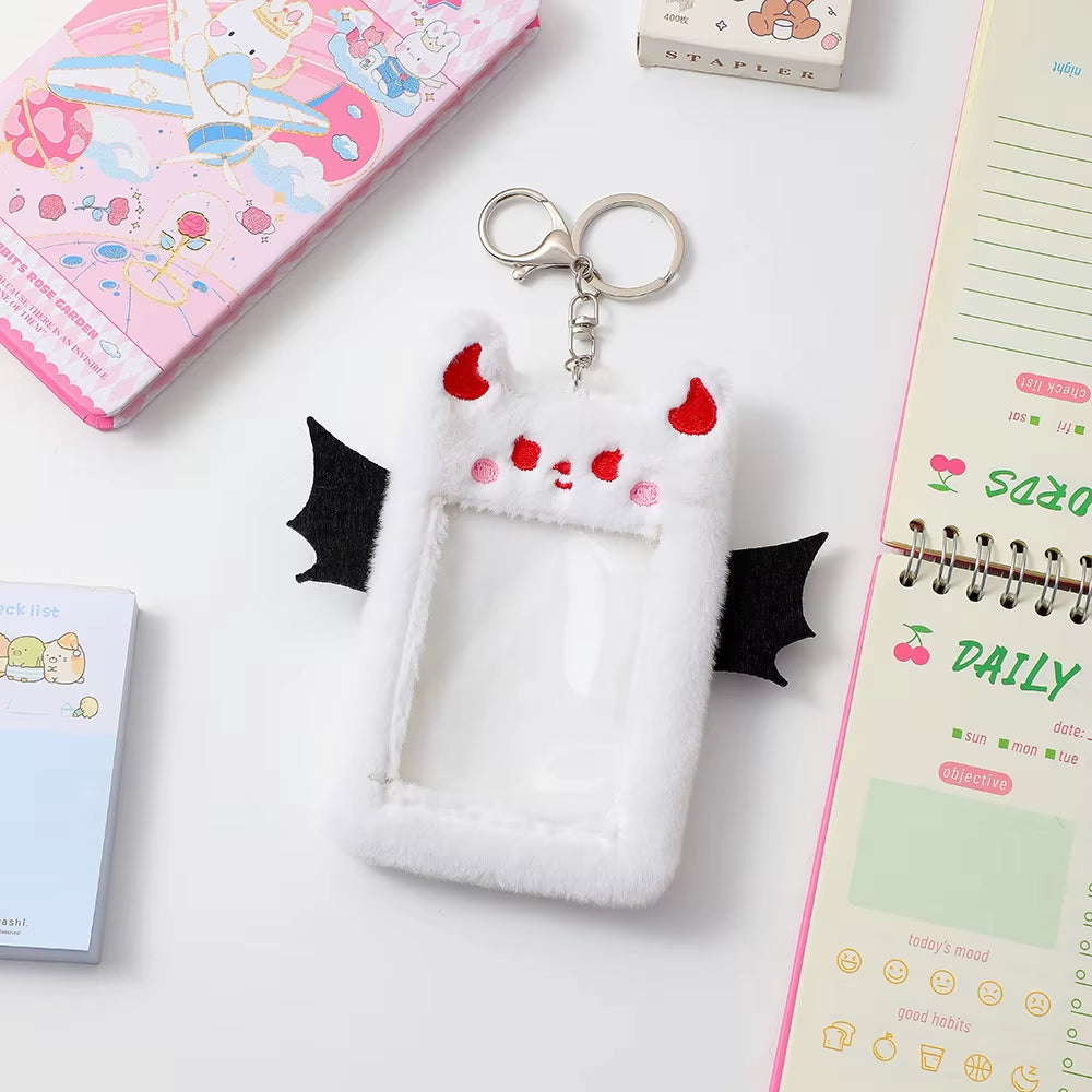 3 Inch Plush Kpop Holder Cute Bear Idol Postcards Storage Card Bag Collect Organizer Schoolbag Pendant