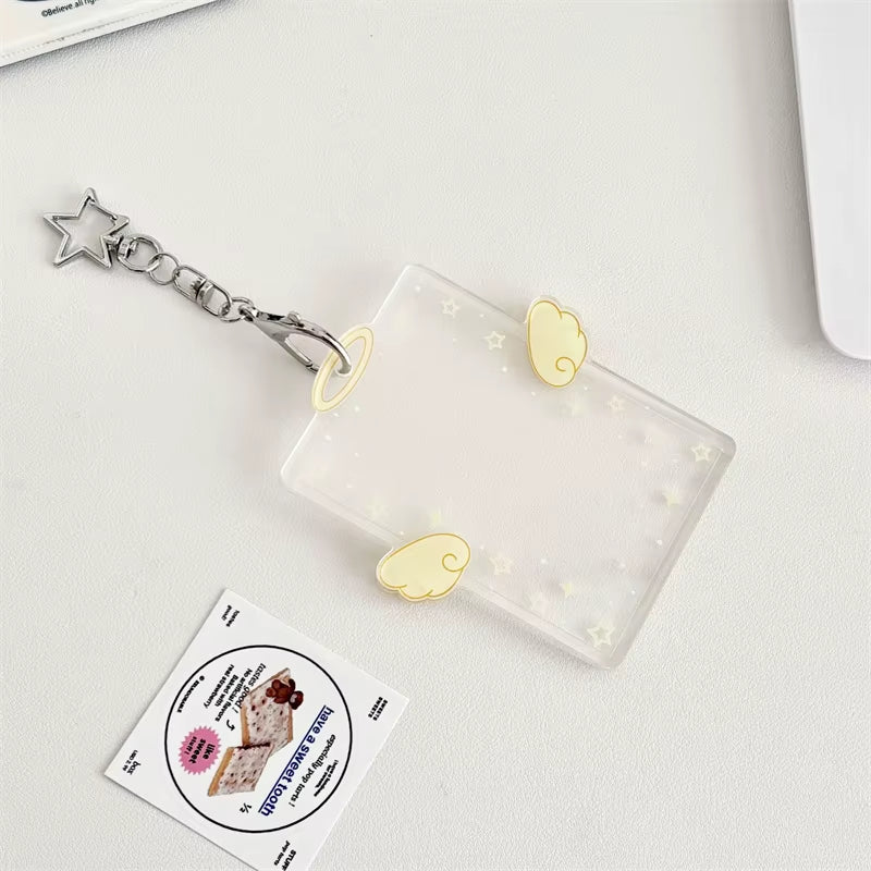 3 Inch Angel Wings Cute Card Holder K-POP Idol Album Postcard Collector Card Organizer Card Holder Photo Card Decoration Pendant