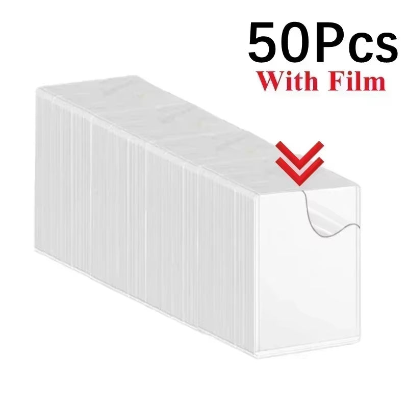 1-50PCS Transparent Korean Kpop Card Sleeve with Protective Film Clear Card Holder Idol Photo Game Card Covers 35PT