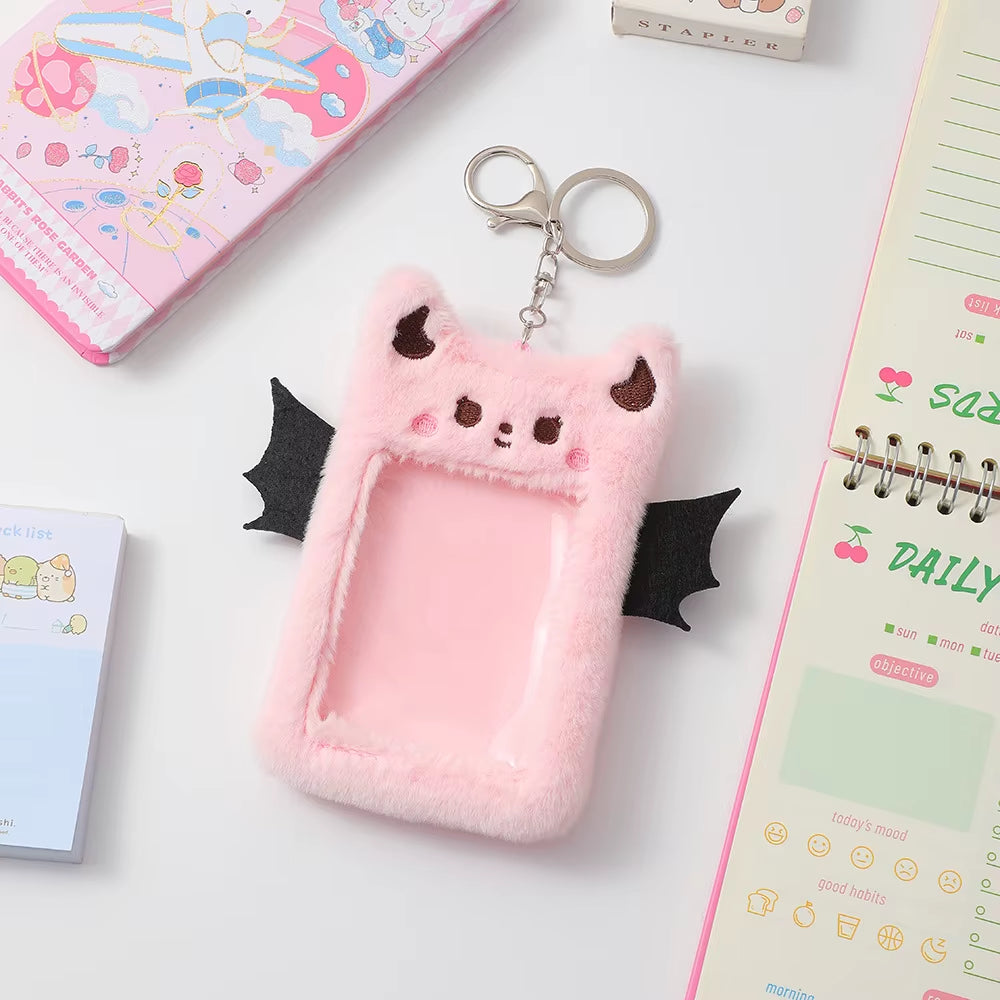 3 Inch Plush Kpop Holder Cute Bear Idol Postcards Storage Card Bag Collect Organizer Schoolbag Pendant
