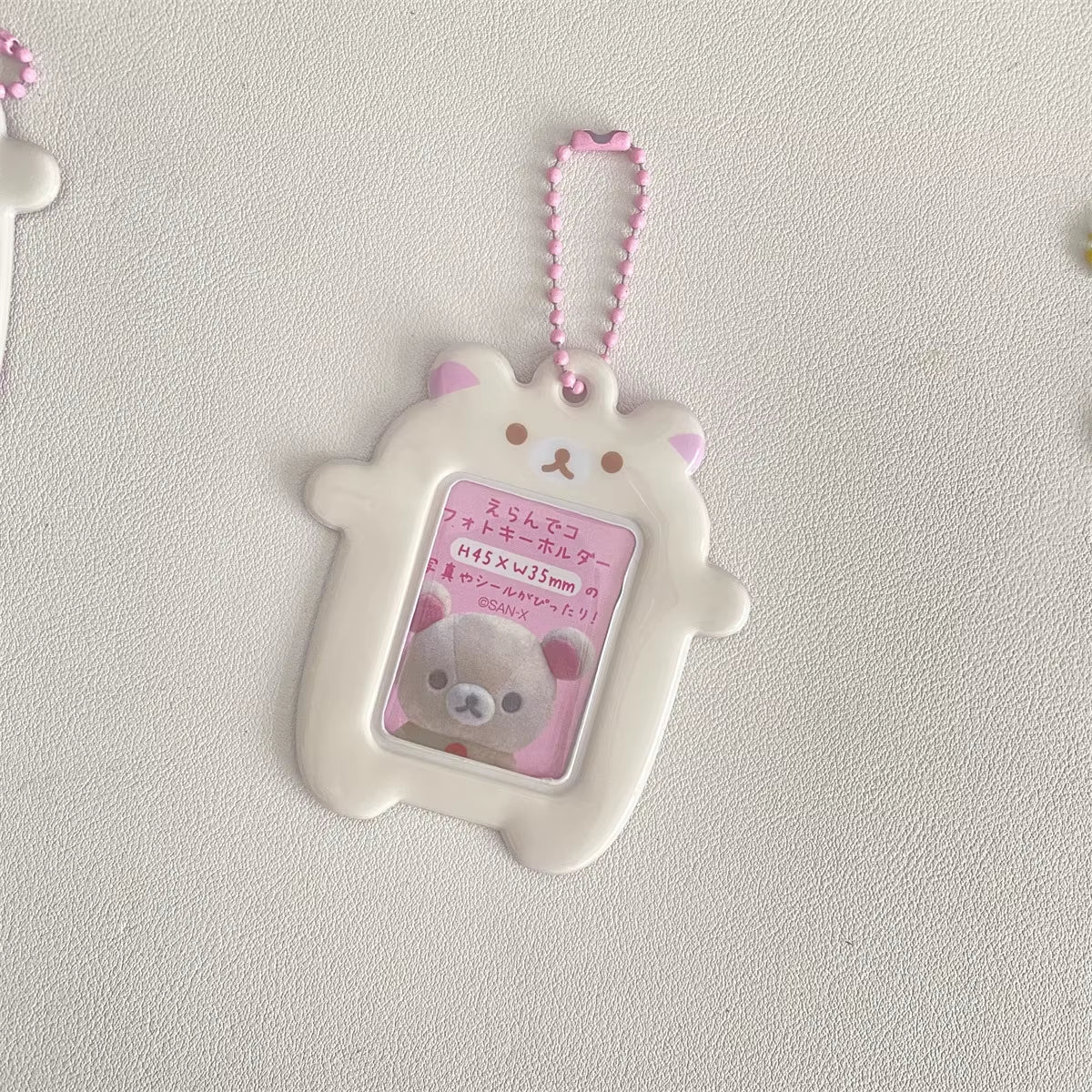 Japanese Kawaii Cartoon Bear Photo Card Holder Keyring - Cute Bear Keychain for 2-Inch Photos and School License Cases