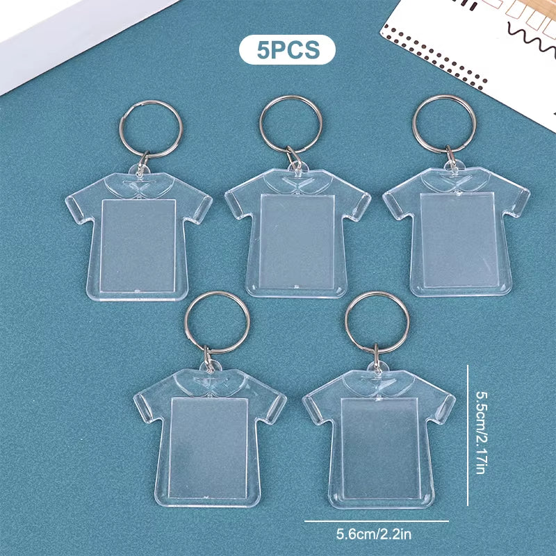 5Pcs Blank Photo Frame Keychain Clear Acrylic Keyring Insert Photo Split Key Pendant DIY Key Holder Couple Anniversary Gifts