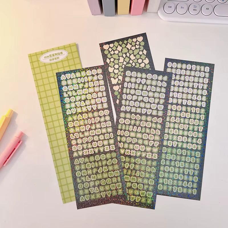 4Sheets/Pack Alphabet Sticker Bling Letter Gift Decorate Photocard Scrapbooking DIY Photo Album Stationery Supplies