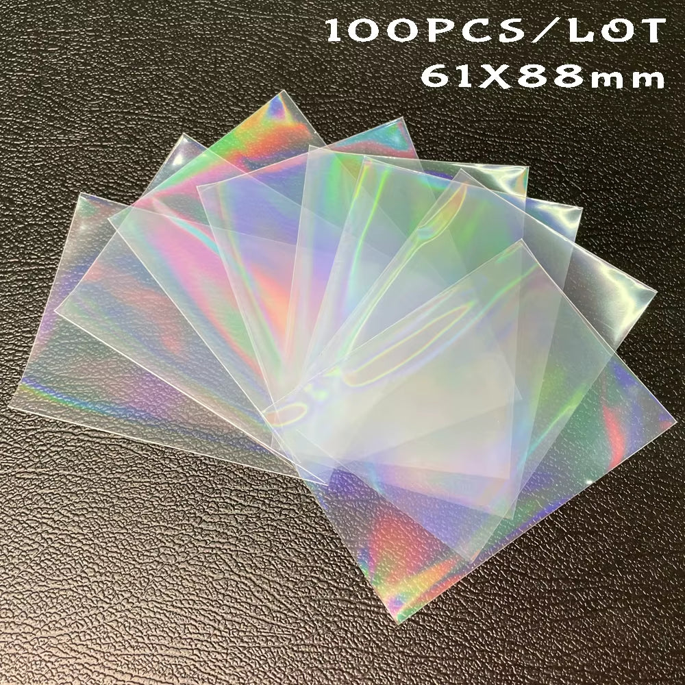 100Pcs Board Game TCG Card Sleeves Sweet Heart Foil Transparent Laser Clear YGO PKM Photo Protector Trading Cards Shield Cover