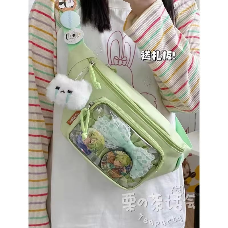 Kawaii Japanese Y2K Chest Bag Women Lolita Cute Crossbody Bag Girls Transparent Itabag Purses and Handbags Waist Ita Bag