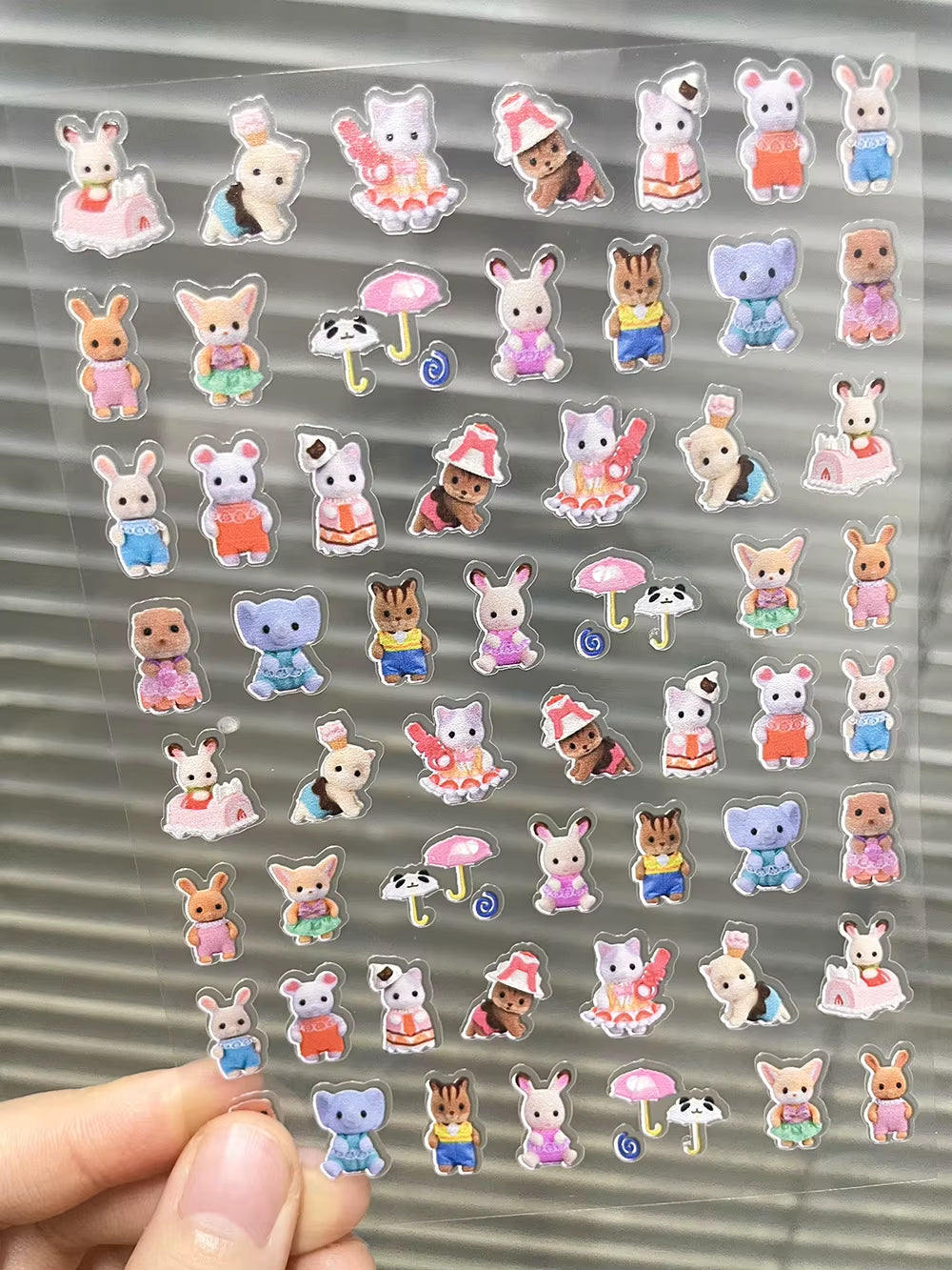 Kawaii Senbel Family Anime Nail Supplies Decals Transparent Waterproof Stationery Sticker Toys for Children Nail Deco Stickers