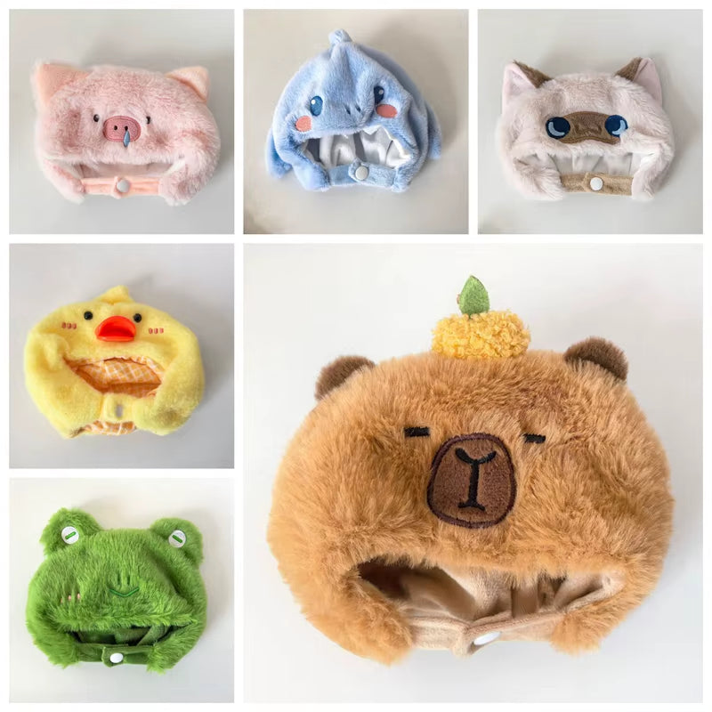 For 20Cm Cotton Idol Doll Hat Capybara/Pig/Frog/Duck Hat Cute Doll Accessories Foxes/Bee Headband Kids Girls Birthday Gifts
