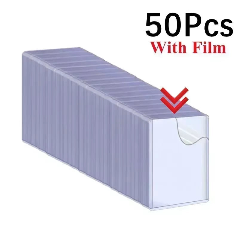 1-50PCS Transparent Korean Kpop Card Sleeve with Protective Film Clear Card Holder Idol Photo Game Card Covers 35PT