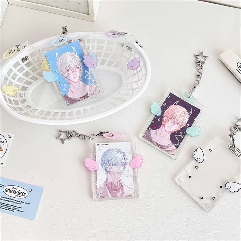 3 Inch Angel Wings Cute Card Holder K-POP Idol Album Postcard Collector Card Organizer Card Holder Photo Card Decoration Pendant
